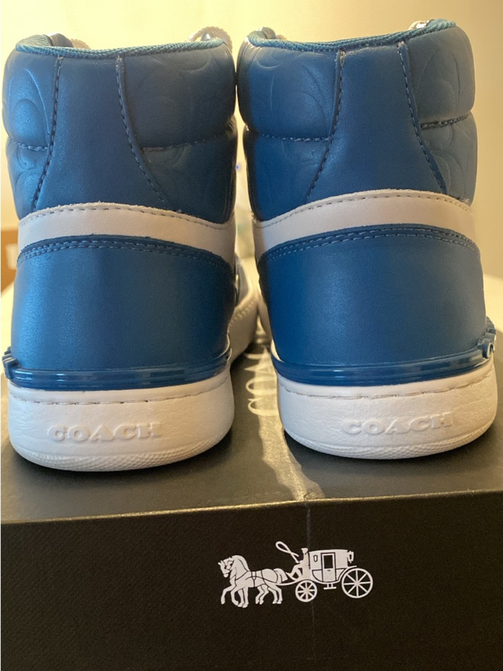 Coach Blue and White High-Top Sneakers - Picture 4 of 5